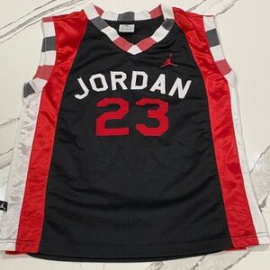 Jordan Black and Red 23 Basketball Jersey Small